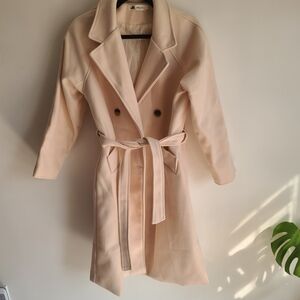Elegant Cream Double-Breasted Trench Coat